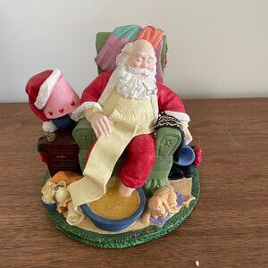Santa's Best Classic Collectables Figurine Christmas Checking List 1991 Napping